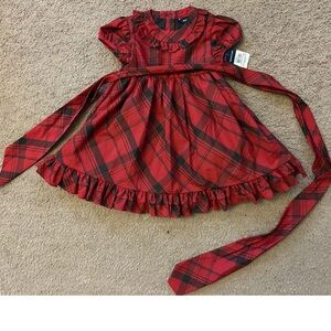 Baby Girl Ralph Lauren Short Sleeve Red Plaids Ruffled Dress Size 18M
